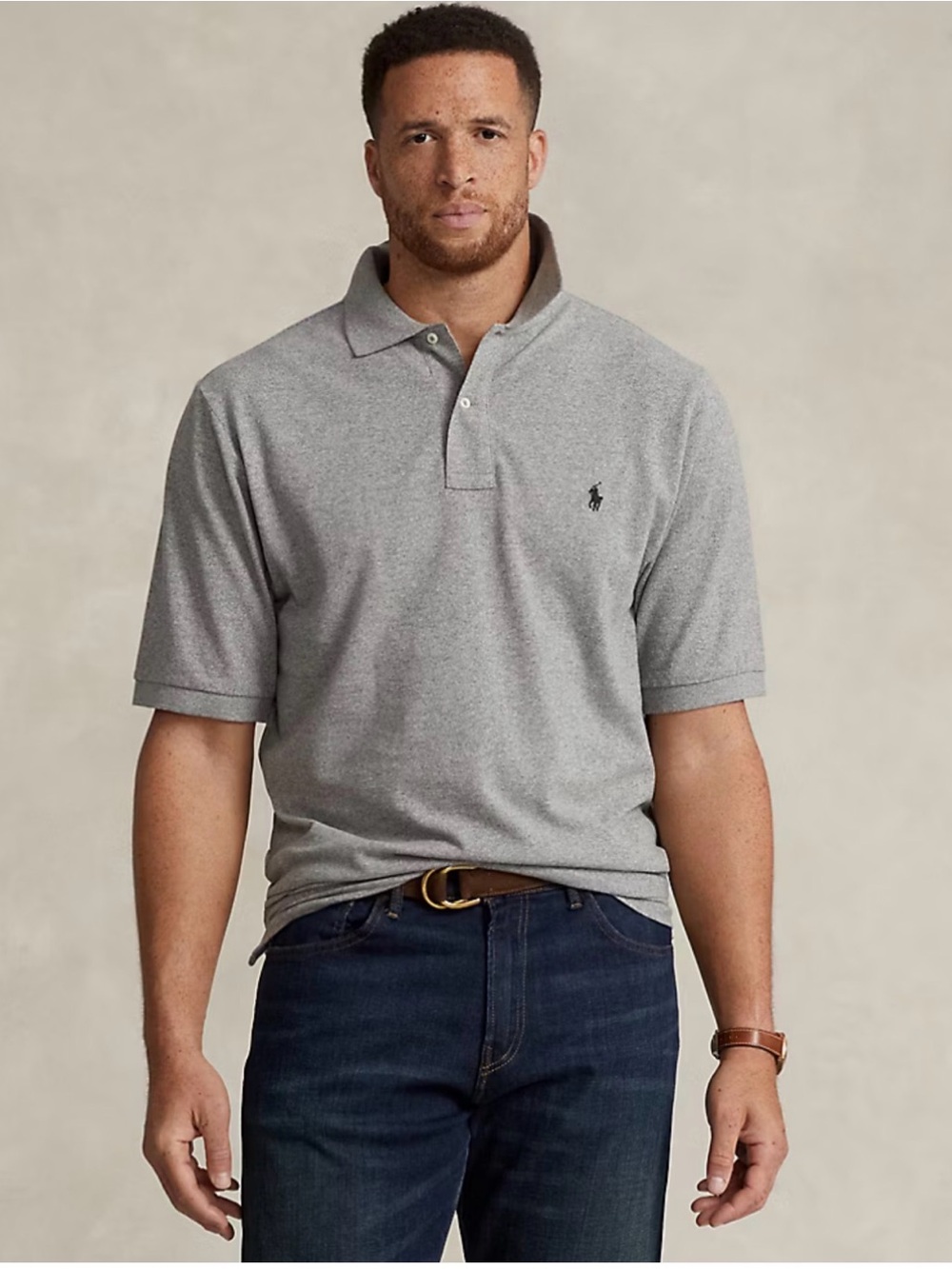 Ralph Lauren Men’s Heather Light Gray Polo with Navy Pony